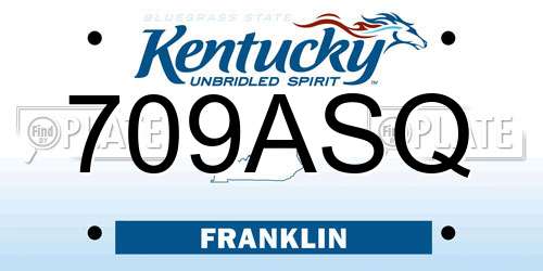 709ASQ Kentucky License Plate