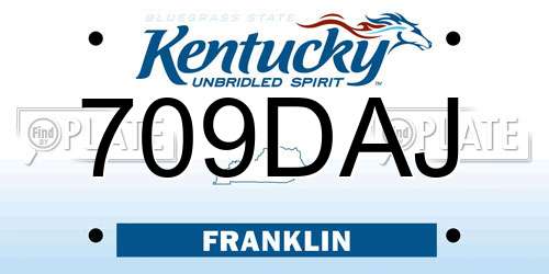 709DAJ Kentucky License Plate