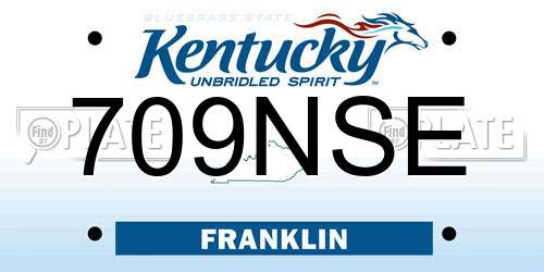 709NSE Kentucky License Plate