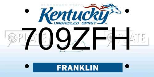 709ZFH Kentucky License Plate