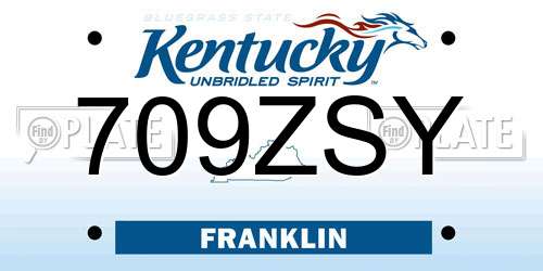 709ZSY Kentucky License Plate