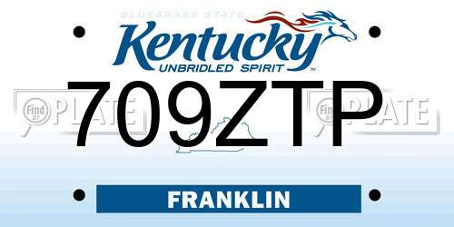709ZTP Kentucky License Plate