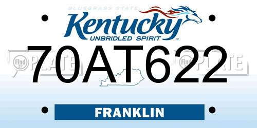 70AT622 Kentucky License Plate