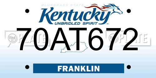 70AT672 Kentucky License Plate