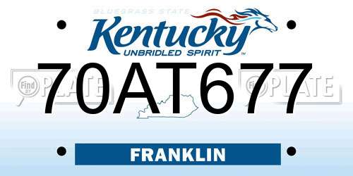 70AT677 Kentucky License Plate