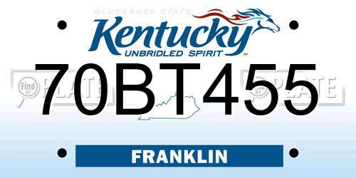 70BT455 Kentucky License Plate