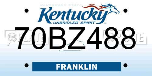 70BZ488 Kentucky License Plate
