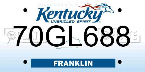 70GL688 Kentucky License Plate