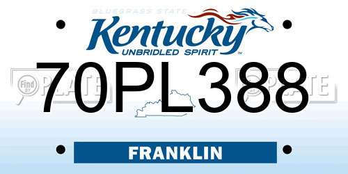 70PL388 Kentucky License Plate