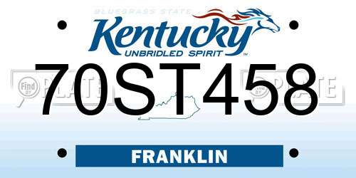 70ST458 Kentucky License Plate