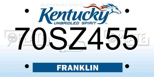 70SZ455 Kentucky License Plate