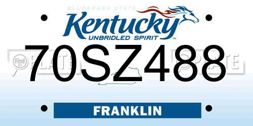 70SZ488 Kentucky License Plate