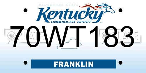 70WT183 Kentucky License Plate