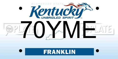 70YME Kentucky License Plate