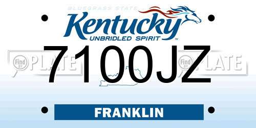 7100JZ Kentucky License Plate