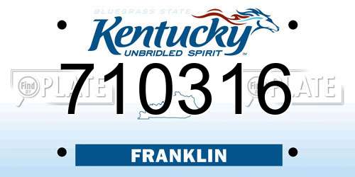710316 Kentucky License Plate