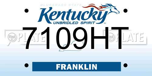 7109HT Kentucky License Plate