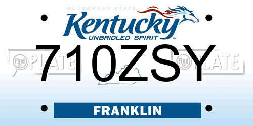 710ZSY Kentucky License Plate