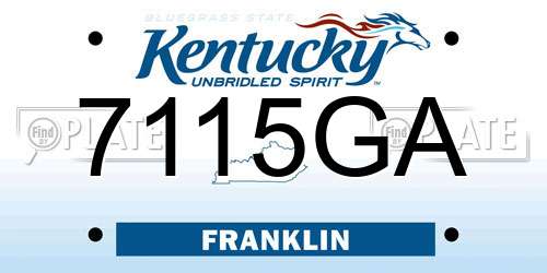 7115GA Kentucky License Plate