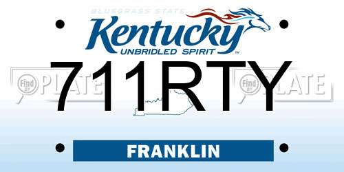 711RTY Kentucky License Plate