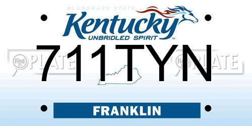 711TYN Kentucky License Plate