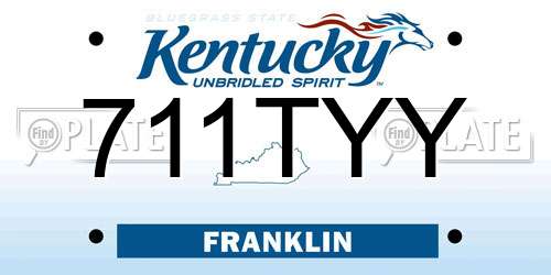 711TYY Kentucky License Plate