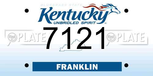 7121 Kentucky License Plate