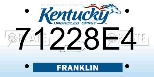 71228E4 Kentucky License Plate