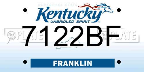 7122BF Kentucky License Plate