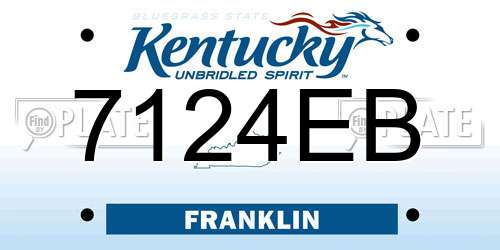 7124EB Kentucky License Plate