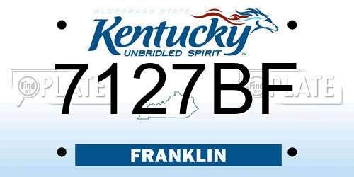 7127BF Kentucky License Plate