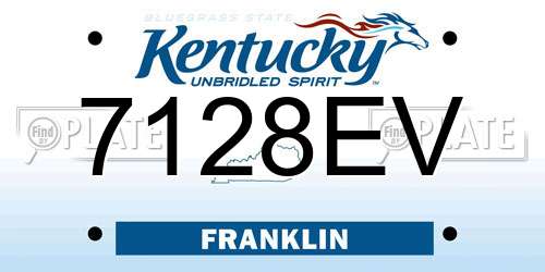 7128EV Kentucky License Plate