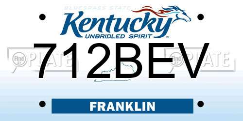 712BEV Kentucky License Plate
