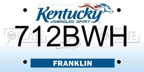 712BWH Kentucky License Plate