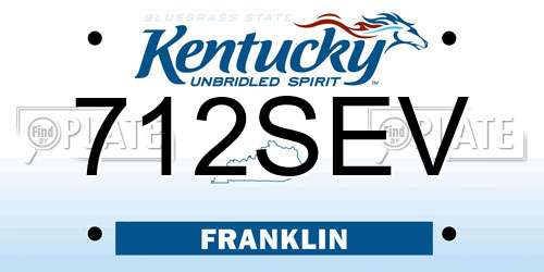 712SEV Kentucky License Plate