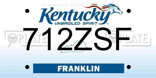712ZSF Kentucky License Plate
