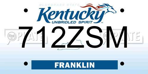 712ZSM Kentucky License Plate
