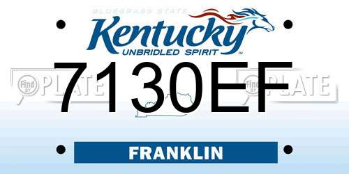 7130EF Kentucky License Plate