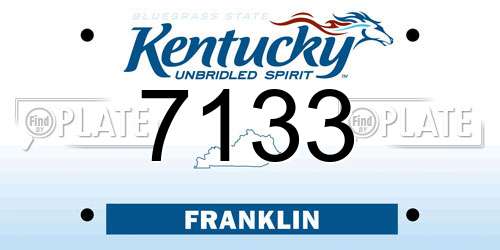 7133 Kentucky License Plate