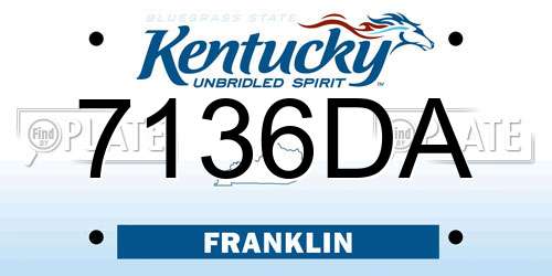 7136DA Kentucky License Plate