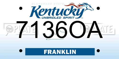 7136OA Kentucky License Plate