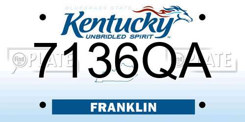 7136QA Kentucky License Plate