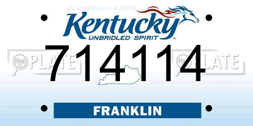 714114 Kentucky License Plate