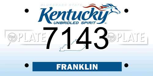 7143 Kentucky License Plate