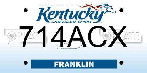 714ACX Kentucky License Plate