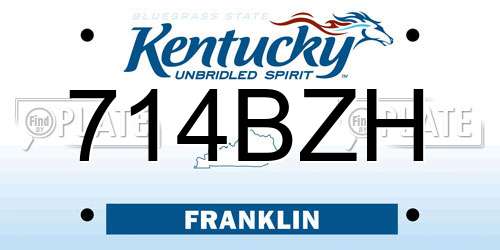 714BZH Kentucky License Plate