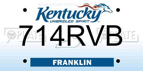 714RVB Kentucky License Plate