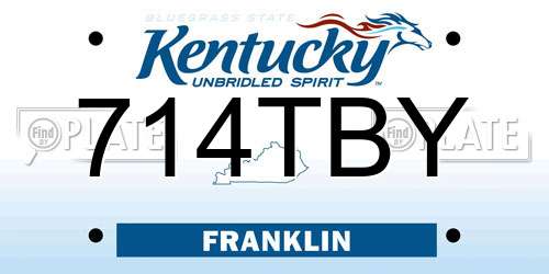 714TBY Kentucky License Plate