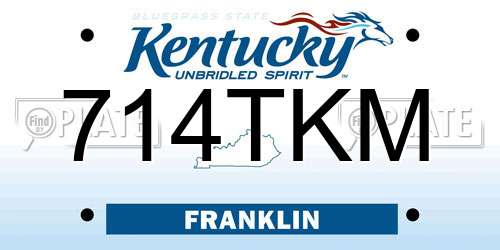 714TKM Kentucky License Plate