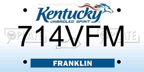 714VFM Kentucky License Plate